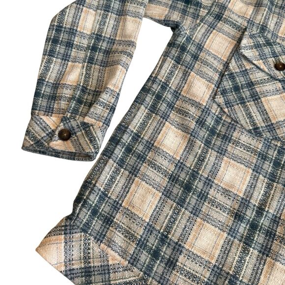 Boston Traders Tweed Plaid Flannel Button Up Shacket Jacket Women's Size L - Picture 7 of 11